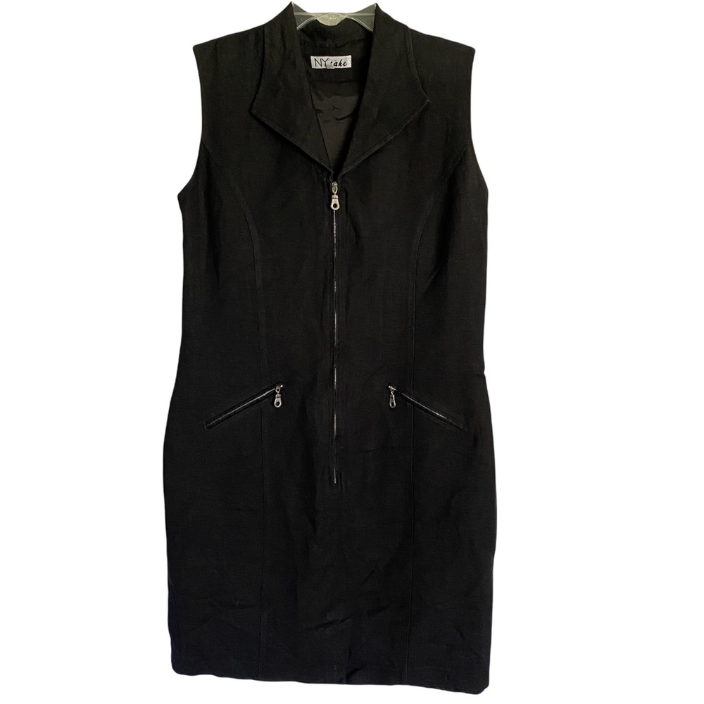 NY Sake Vintage Black Sleeveless Sheath Dress Size 8